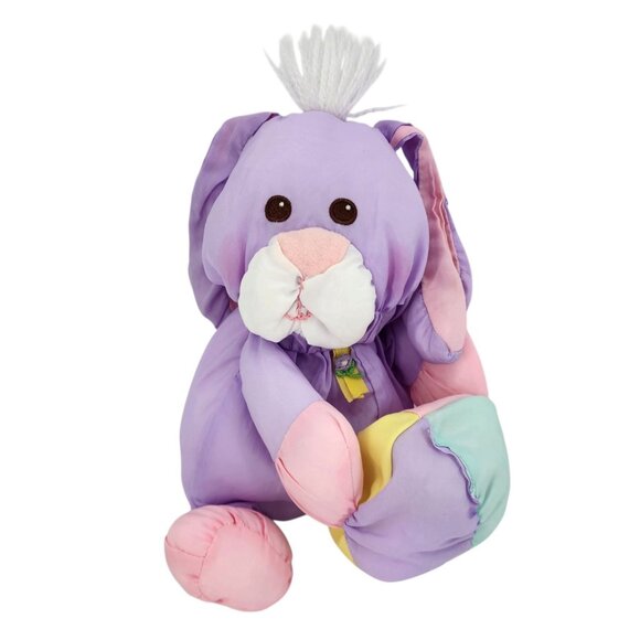 Vintage Fisher Price Puffalump Easter Bunny Rabbit Purple Pink 10" 1988 Eighties - Picture 9 of 10